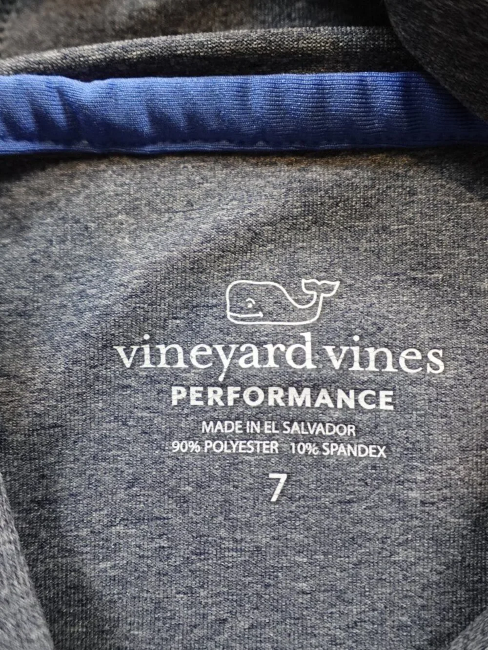 Vineyard Vines Performance Hoodie Youth Size 7 Gray Whale Logo Athletic